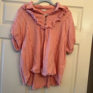Jodifl Beautiful Top Size Large Pink Top With Buttons Brand New Worn Once